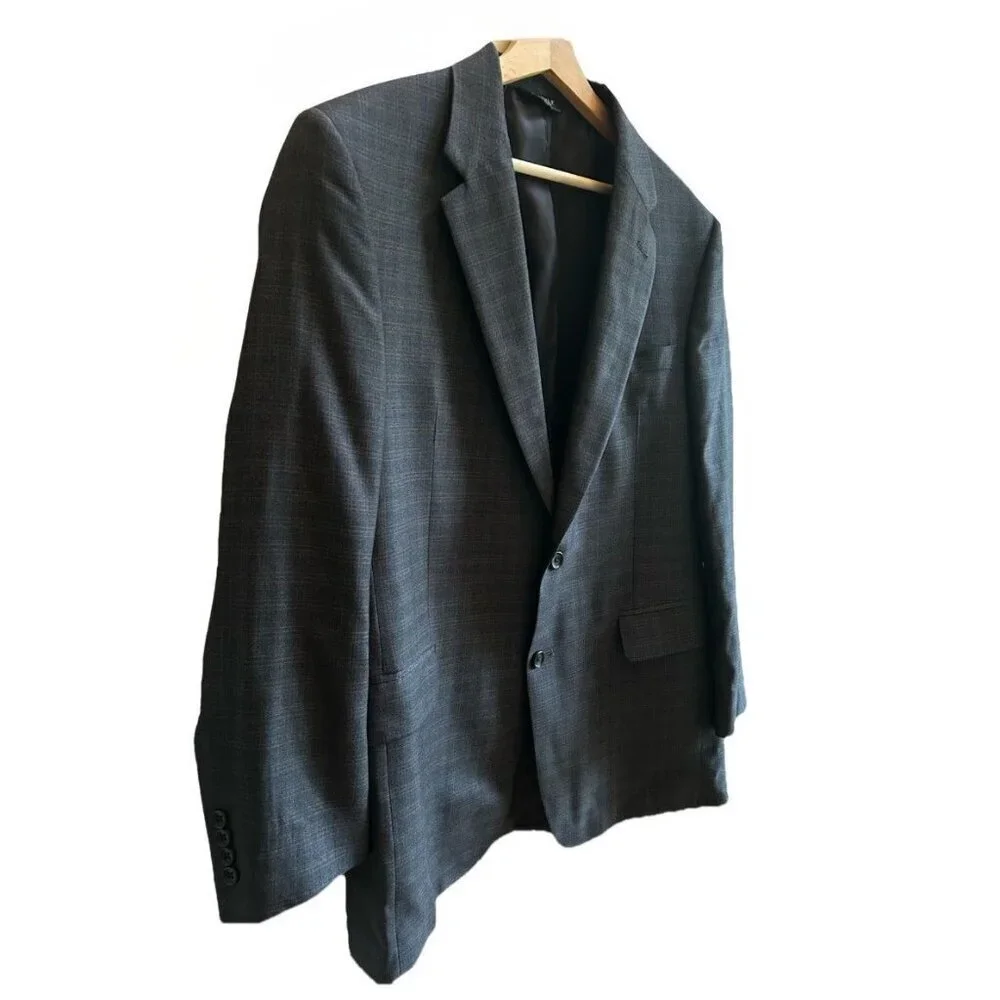 Jos A Bank Signature Collection Blazer Silk Wool Men's Size 42R Navy Checkered